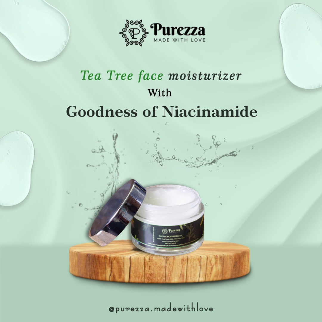 tea tree moisturing gel open jar purezza