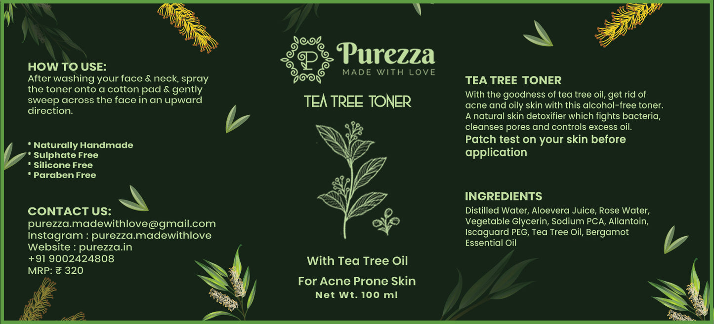 purezza tea tree toner label