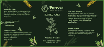 purezza tea tree toner label