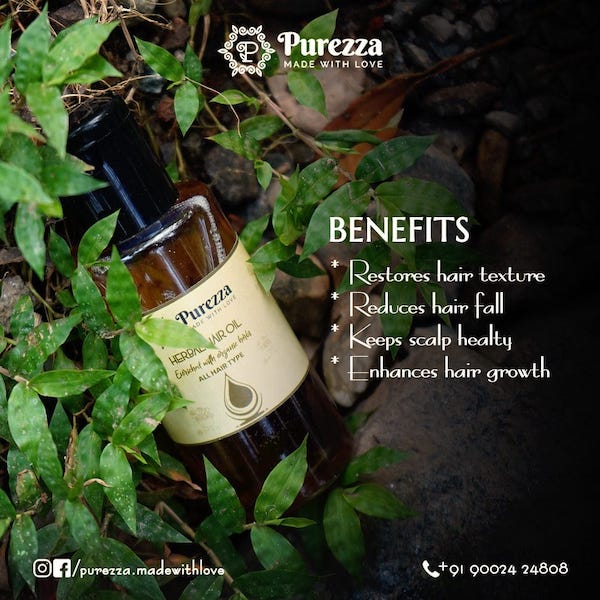 Herbal Hair Oil Purezza - Made With Love 